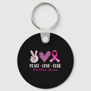 Llavero Paz Amor Cure Leopard Cáncer de Mama Ri
