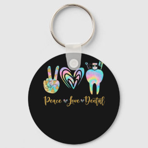 Llavero Paz Amor Dental Tie Dye Corazón Dientes Cute Denti