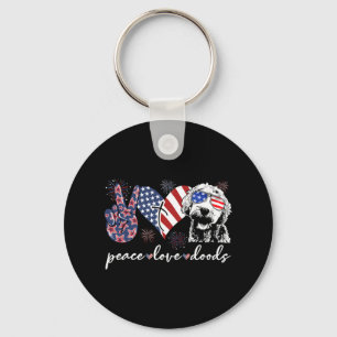 Llavero Paz Amor Doods Goldendoodle Bandera De Estados Uni