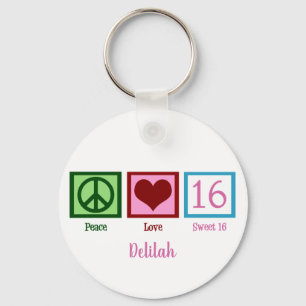 Llavero Paz Amor Dulce Dieciséis Personalizados 16º Cumple