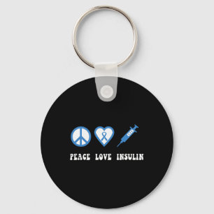 Llavero Paz Amor Insulina Diabetes Conciencia Tipo diabéti