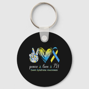 Llavero Paz Amor T21 Conciencia del Síndrome de Down Azul