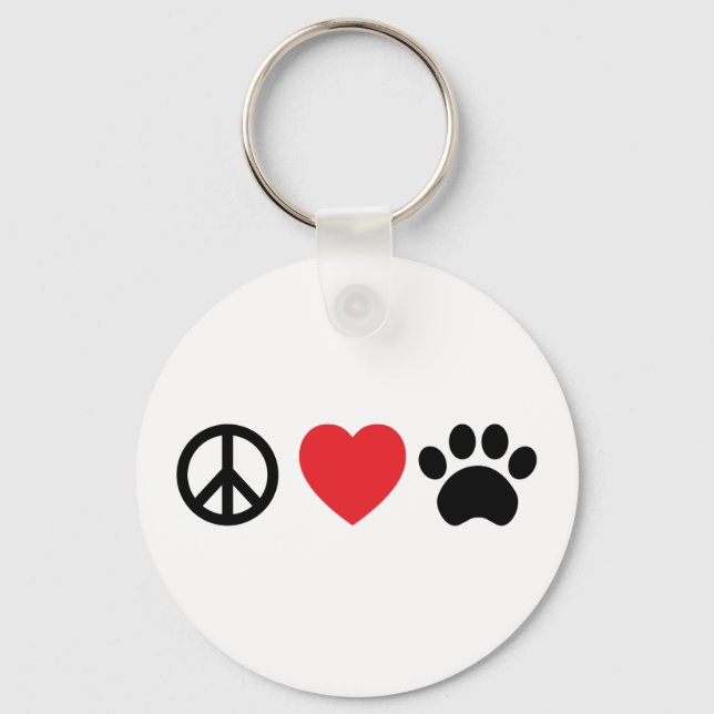 Llavero Paz, Amor, Tecla de botón Paw (Anverso)