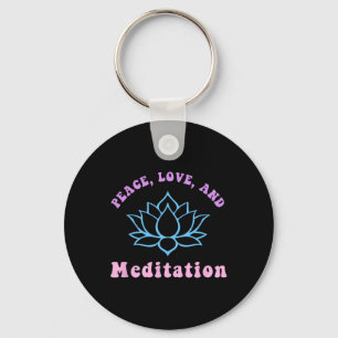 Llavero Paz Amor Y Meditación Yoga Retro Moderno Nueva Era