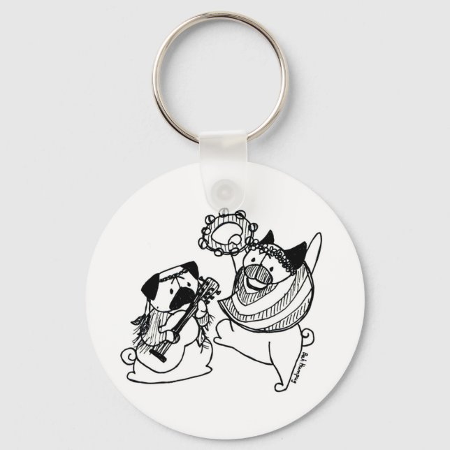 Llavero Paz, amor y pugs (Anverso)