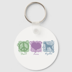 Llavero Paz, amor, y Vizslas en colores pastel
