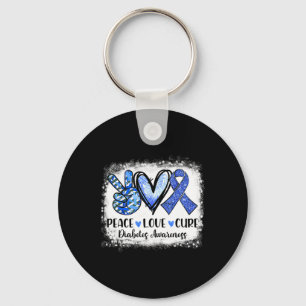 Llavero Paz blanqueada Amor Cure Gray Blue Ribbon Diabetes