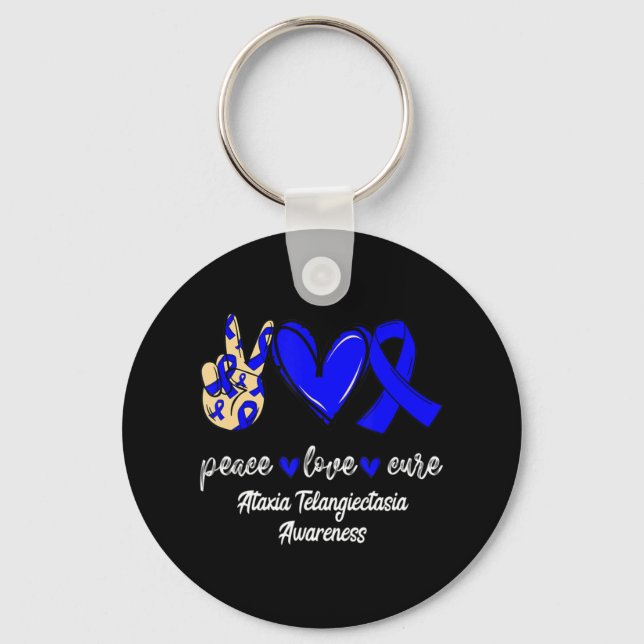 Llavero Paz Cure Ataxia Telangiectasia Cinta Azul (Anverso)