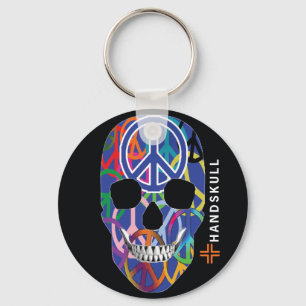 Llavero Paz de HANDSKULL, cráneo feliz, bandera de la paz