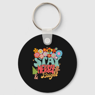 Llavero Paz Retro Groovy Quédate Navidad Alegre Brillante