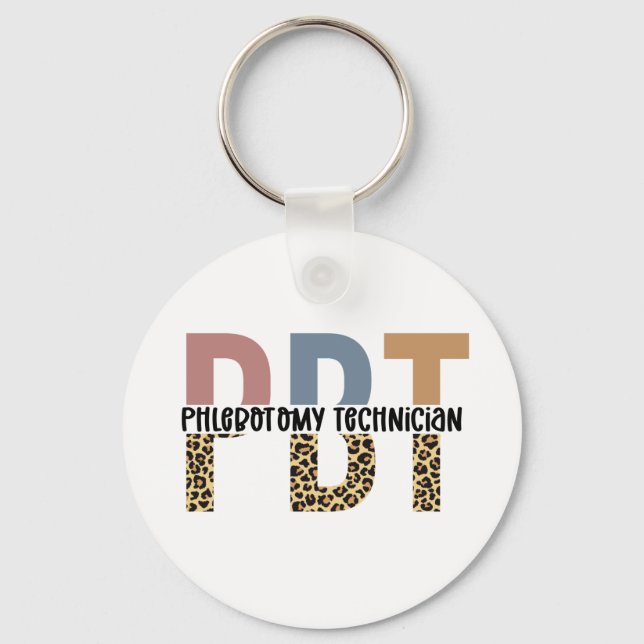 Llavero PBT Phlebotomy Technician Leopard Print (Anverso)