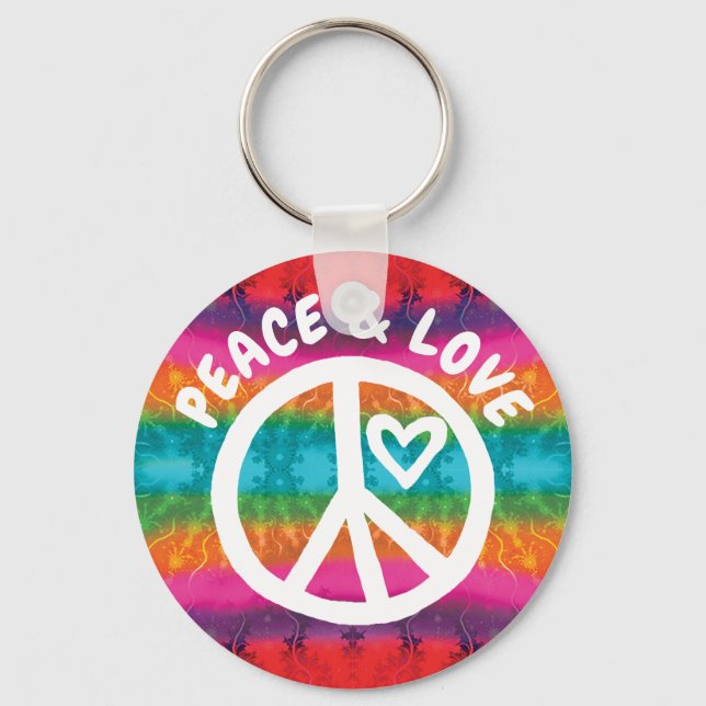 Llavero Peace and Love Tie Dye Stripes (Anverso)