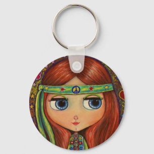 Llavero Peace Hippie Doll Keychain