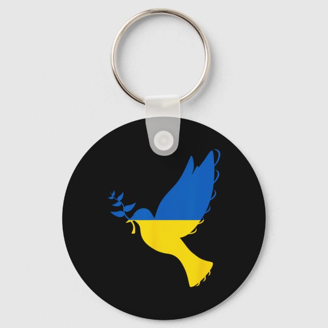 Llavero Peace In Ukraine Dove. Stand With Ukraine. Support (Anverso)