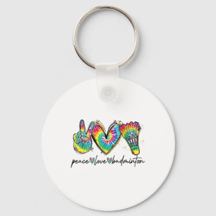 Llavero Peace Love Badminton Funny Tie Dye Badminton Lover