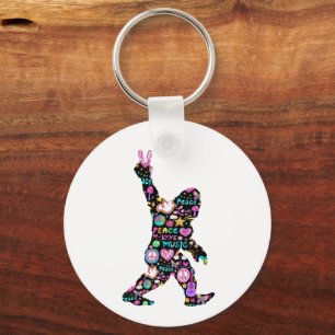 Llavero Peace Love Bigfoot Hippie Funny Bigfoot Lover