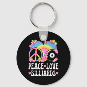 Llavero Peace Love Billiards Lover 60s 70s Hippie Set B