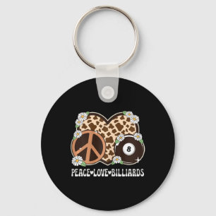 Llavero Peace Love Billiards Lover Cow Print Chicas Cui Bi