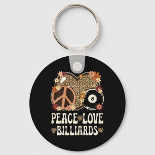 Llavero Peace Love Billiards Lover Leopard Print Chica Cut