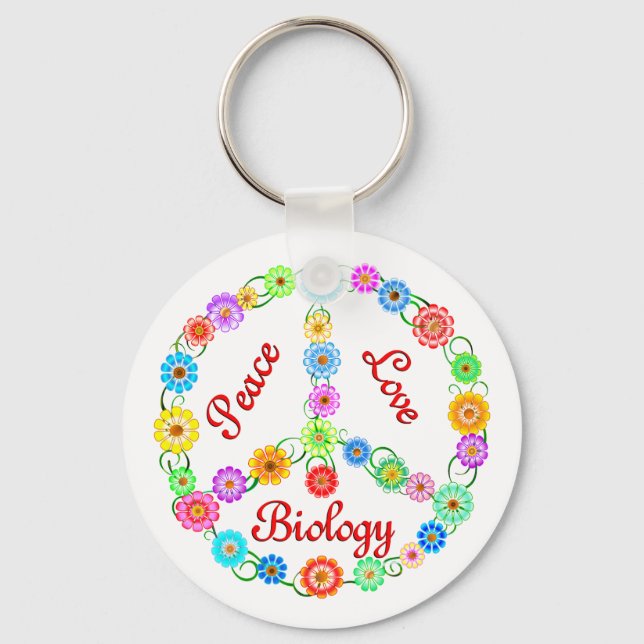 Llavero Peace Love Biology (Anverso)