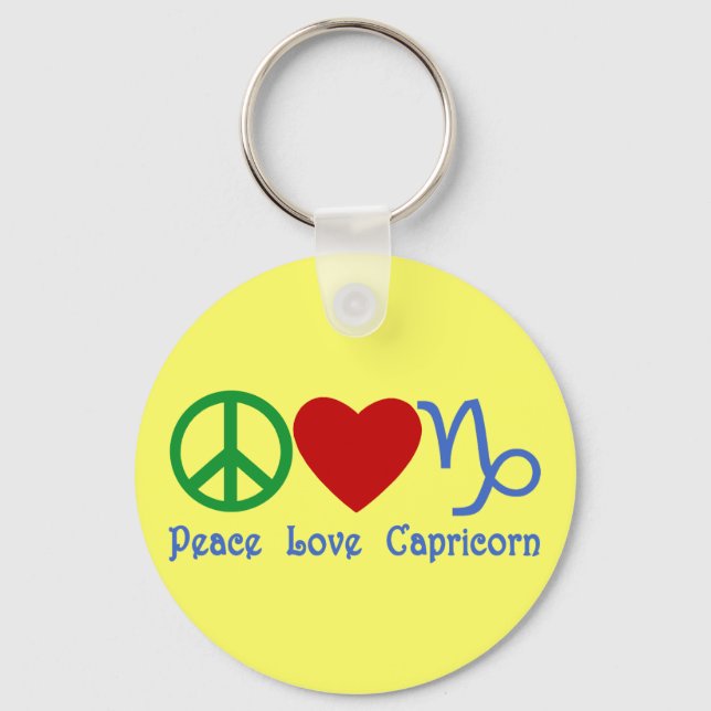 Llavero Peace Love Capricorn Zodiac Design (Anverso)