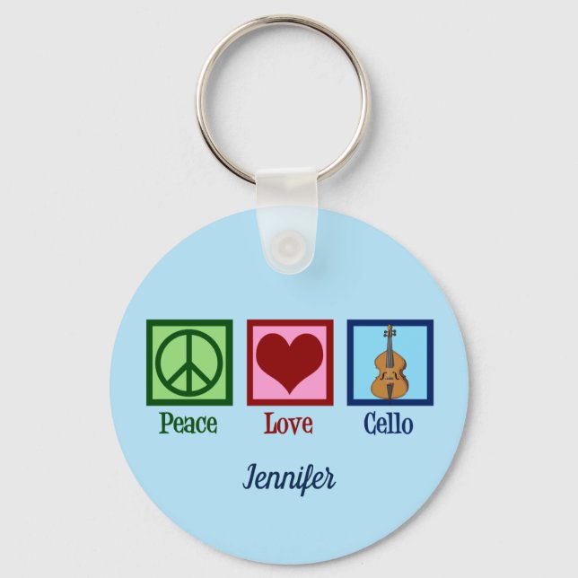 Llavero Peace Love Cello Cute Personalizado (Anverso)