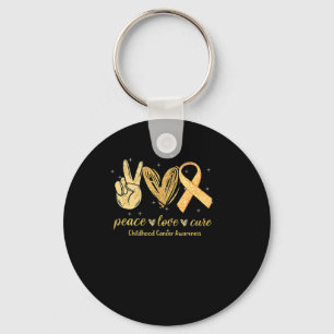 Llavero Peace Love Cure Children Canchood Awareness Gold R