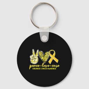 Llavero Peace Love Cure Children Canchood Awareness Leopar