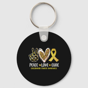 Llavero Peace Love Cure Children Canchood Awareness Leopar