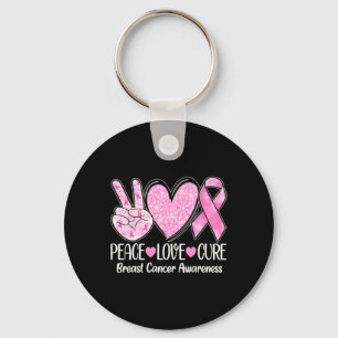 Llavero Peace Love Cure Cure Cinta Rosa Cáncer de Mama Awa