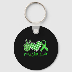 Llavero Peace Love Cure Green Ribbon Kidney Disease Awaren