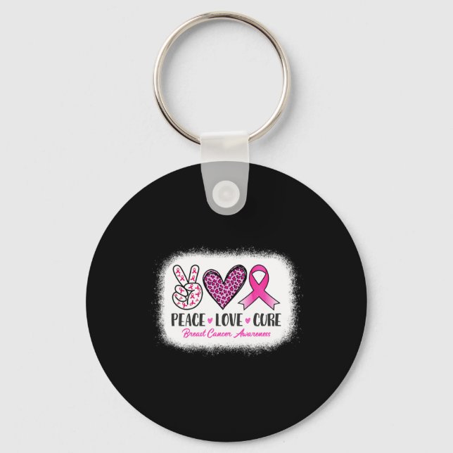 Llavero Peace Love Cure Leopard Sensibilización sobre el C (Anverso)