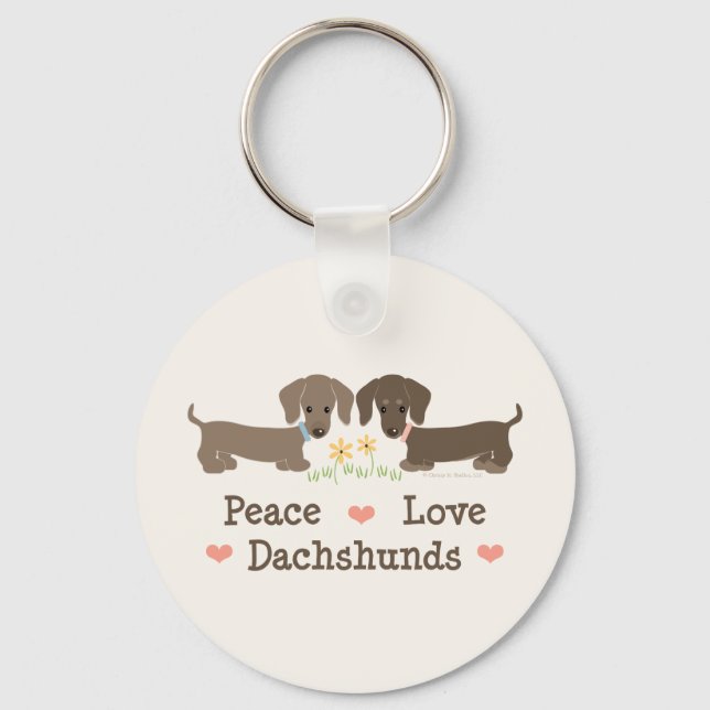 Llavero Peace Love Dachshunds Keychain (Anverso)
