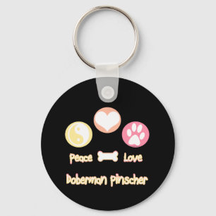 Llavero Peace Love Doberman Pinscher