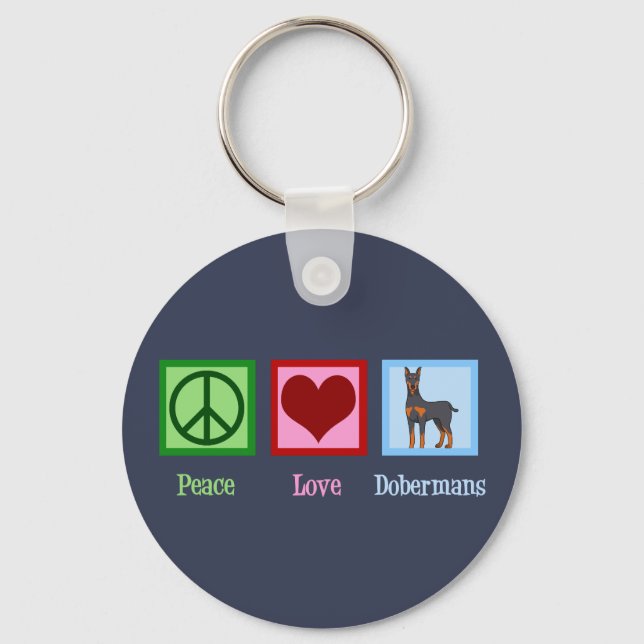 Llavero Peace Love Dobermans (Anverso)