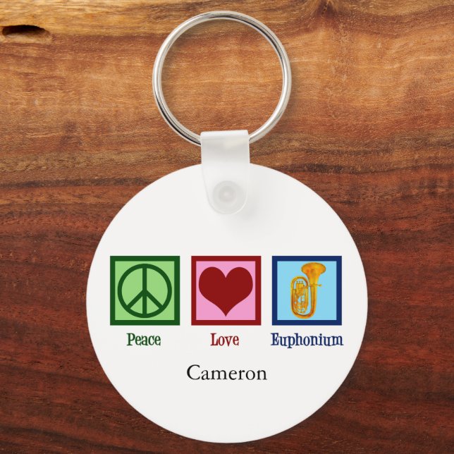Llavero Peace Love Euphonium Cute Personalizado (Anverso)