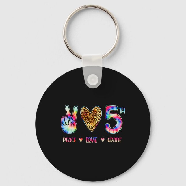 Llavero Peace Love Fifth Grade Squad Back To School Gift  (Anverso)