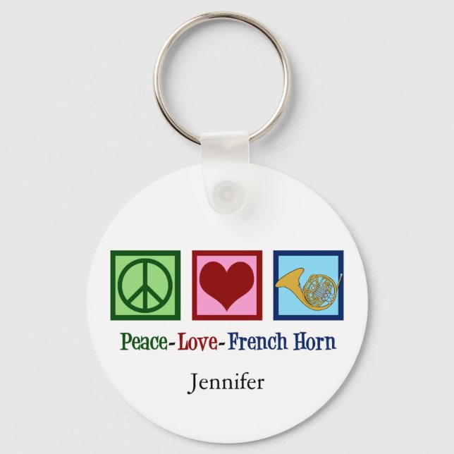 Llavero Peace Love French Horn (Anverso)