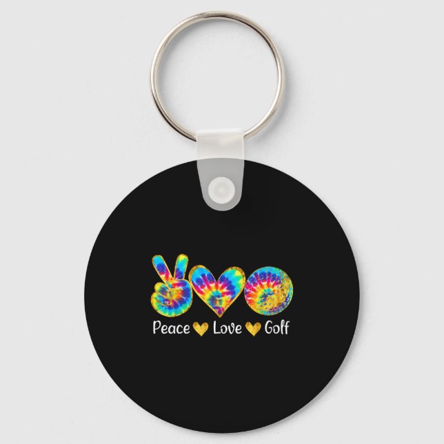 Llavero Peace Love Golf Funny Tie Dye Golf Lovers  (Anverso)