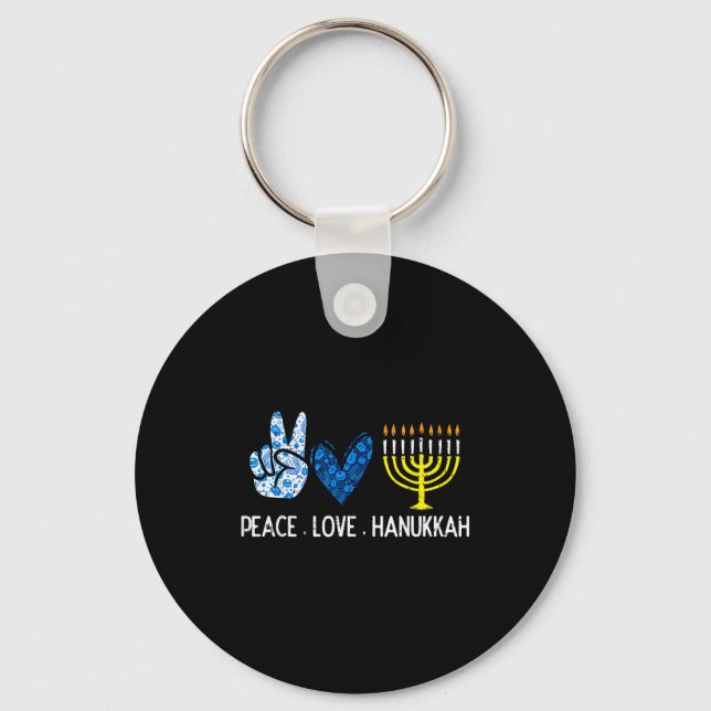 Llavero Peace Love Hanukkah Retro Chanukah Jewish Men Wome (Anverso)