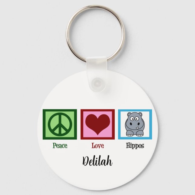 Llavero Peace Love Hippos (Anverso)