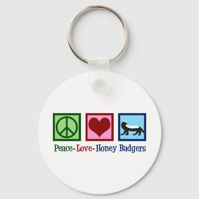 Llavero Peace Love Honey Badgers (Anverso)