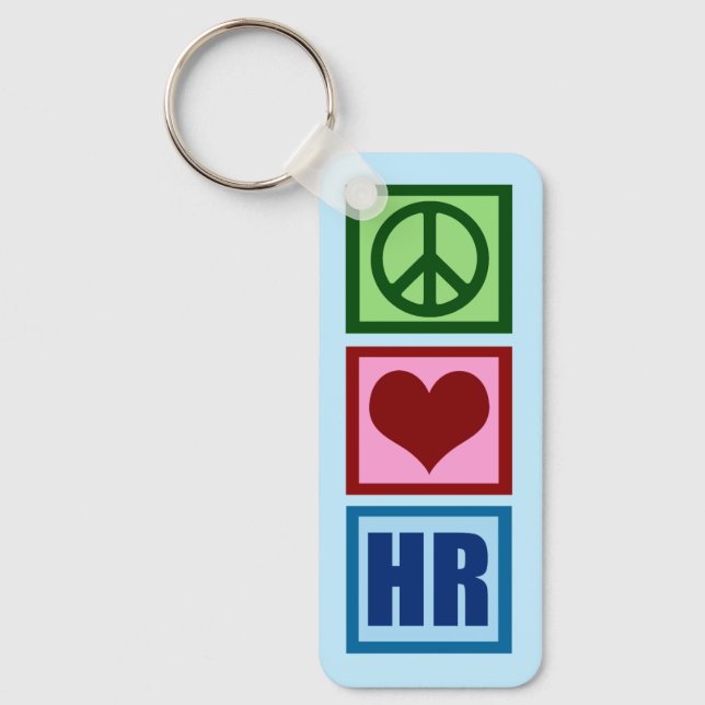Llavero Peace Love HR Recursos humanos personalizados Azul (Anverso)
