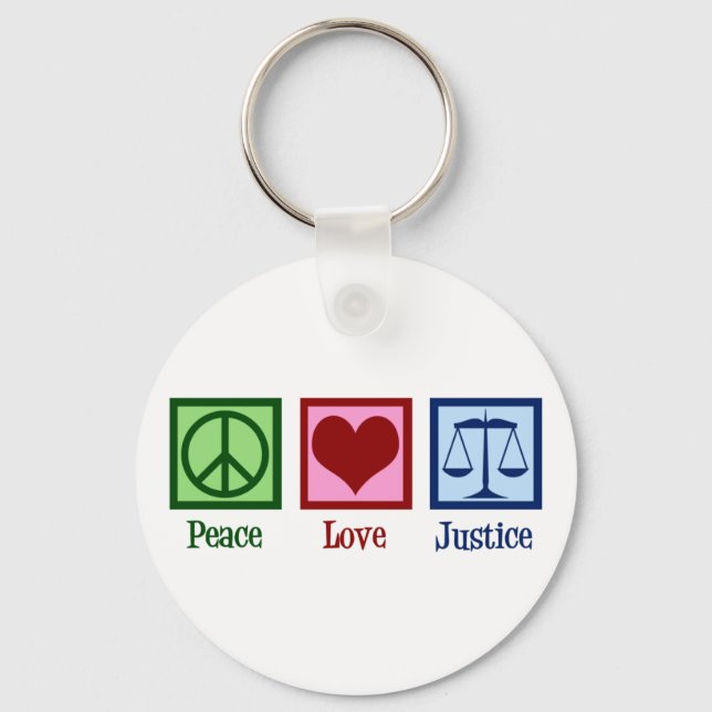 Llavero Peace Love Justice Lawrence Scales legales (Anverso)