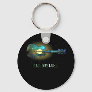 Llavero Peace Love Music Guitar Lake Shadow Hippie