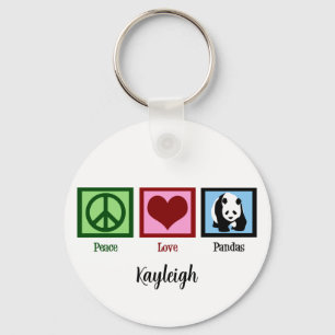 Llavero Peace Love Pandas