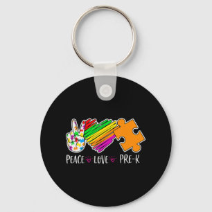 Llavero Peace Love Pre-K Autism Awareness - 100 days smart