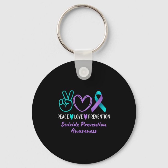 Llavero Peace Love Prevention Suicide Awareness Teal Purpl (Anverso)