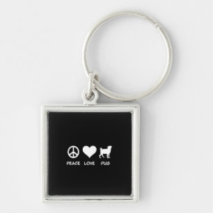 Llavero Peace Love Pug Regalo de los amantes del perro d