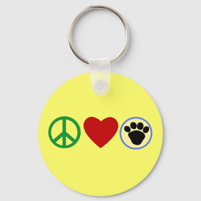 Llavero Peace Love Puppy Paws T camisetas, Regalos (Anverso)